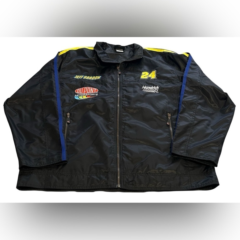 NASCAR Jeff Gordon DuPont Racing Jacket Black Full Zip Men XL
